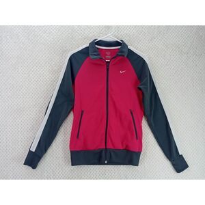 Nike Women's Track Jacket Medium Pink Gray Full Zip Front Lightweight